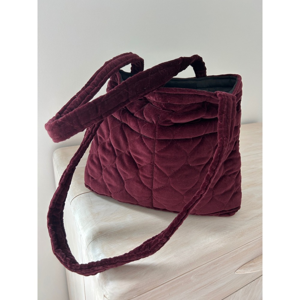 Daren's Bags Boho Burgundy Quilted Velvet Tote Shoulder Bag Handmade In Michigan
